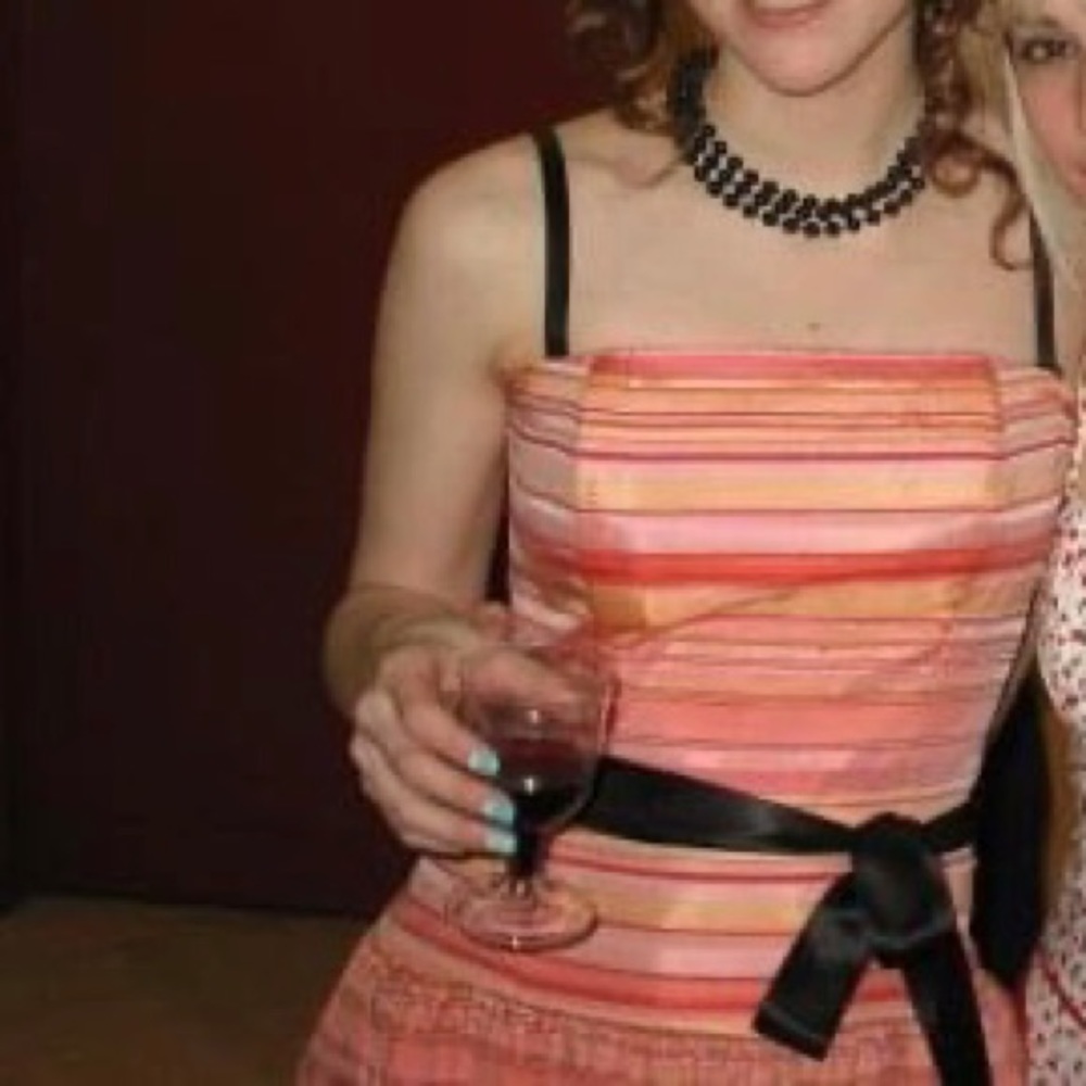 Orange and pink prom dress